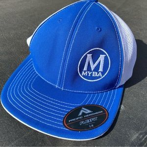 Blue and white ball cap